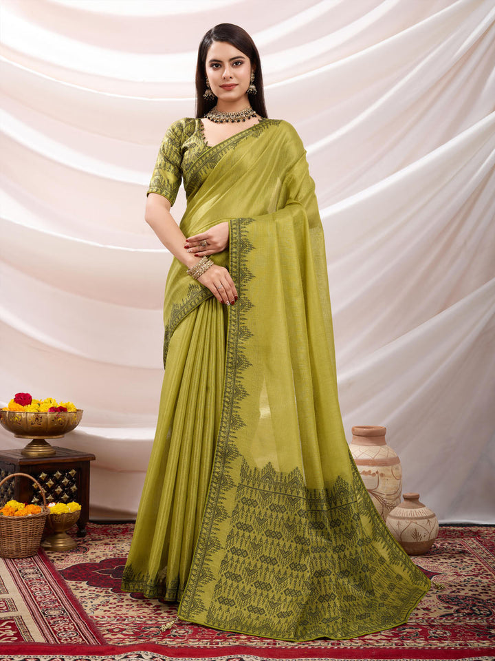 Woven Design Cotton Linen Saree