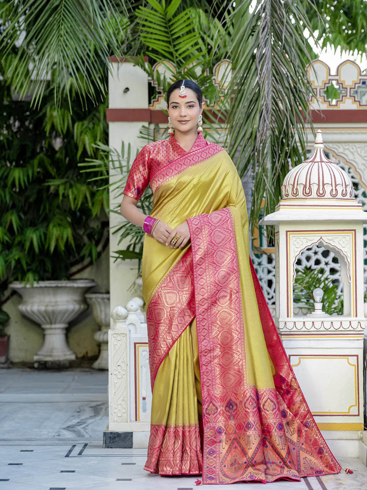 Plain Woven Border Kanjivaram Art Silk Saree