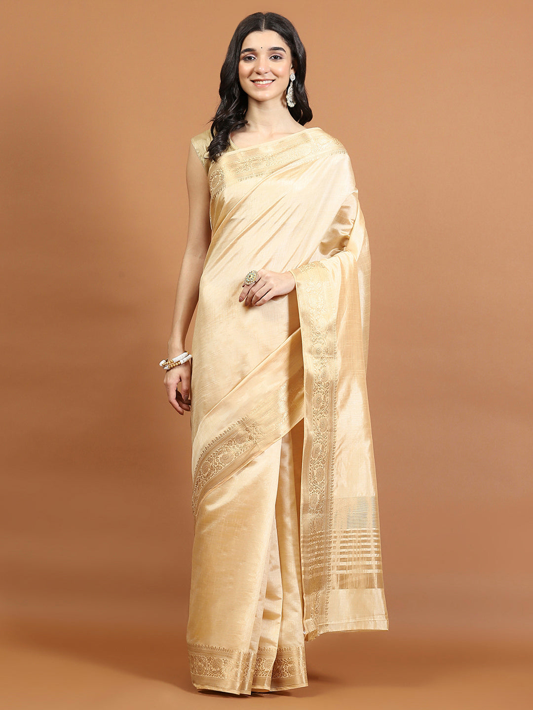 Zari Border Booti Art Silk Woven Saree