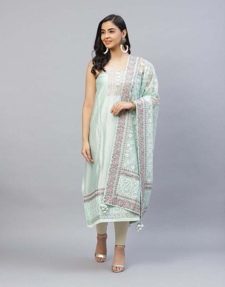 Embroidered Organza Kora Suit Piece
