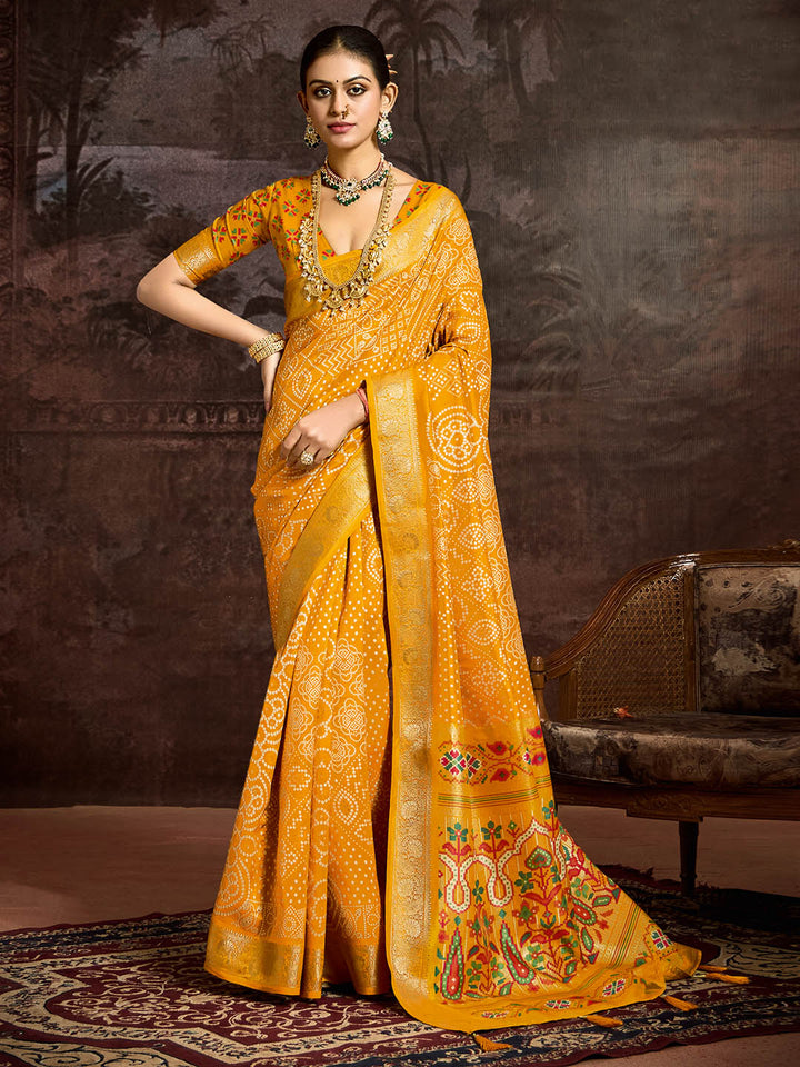 Bandhani Printed Art Silk Saree