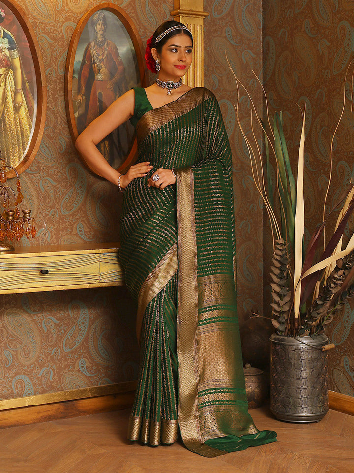 Antique Zari Woven Crepe Plain Saree