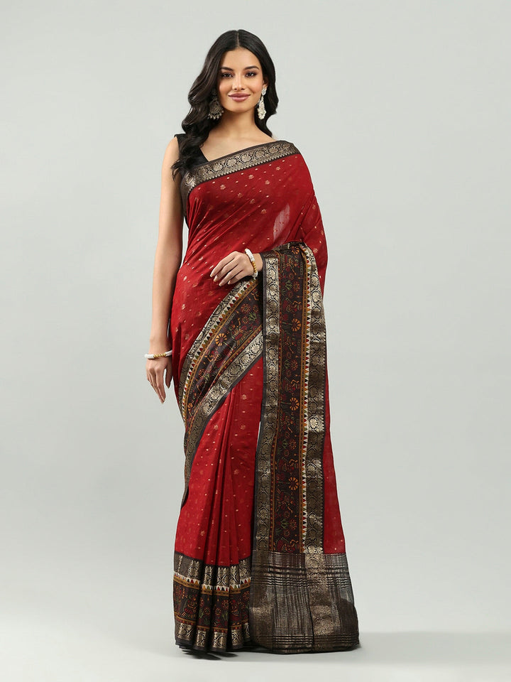 Digital Printed Cotton Blend Woven Saree