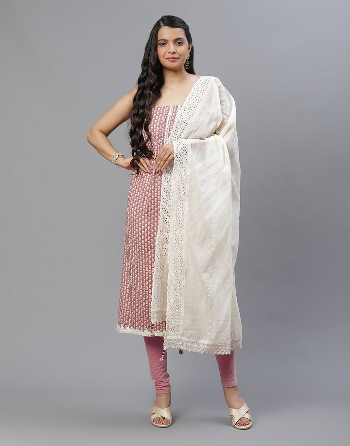 Printed Cotton Suit Piece With Dupatta
