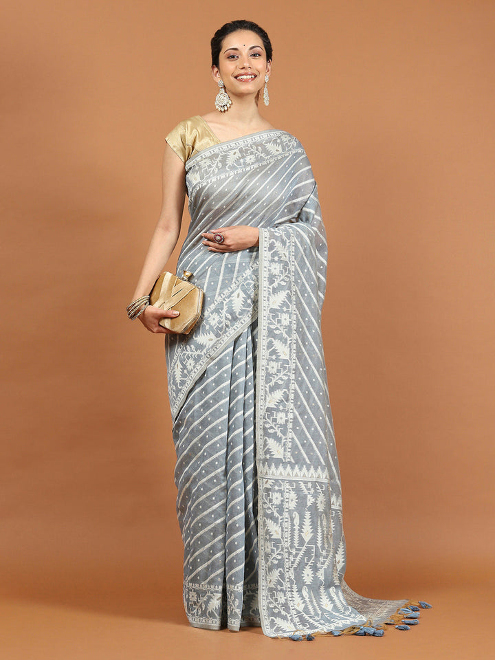Woven Border Booti Art Silk Saree