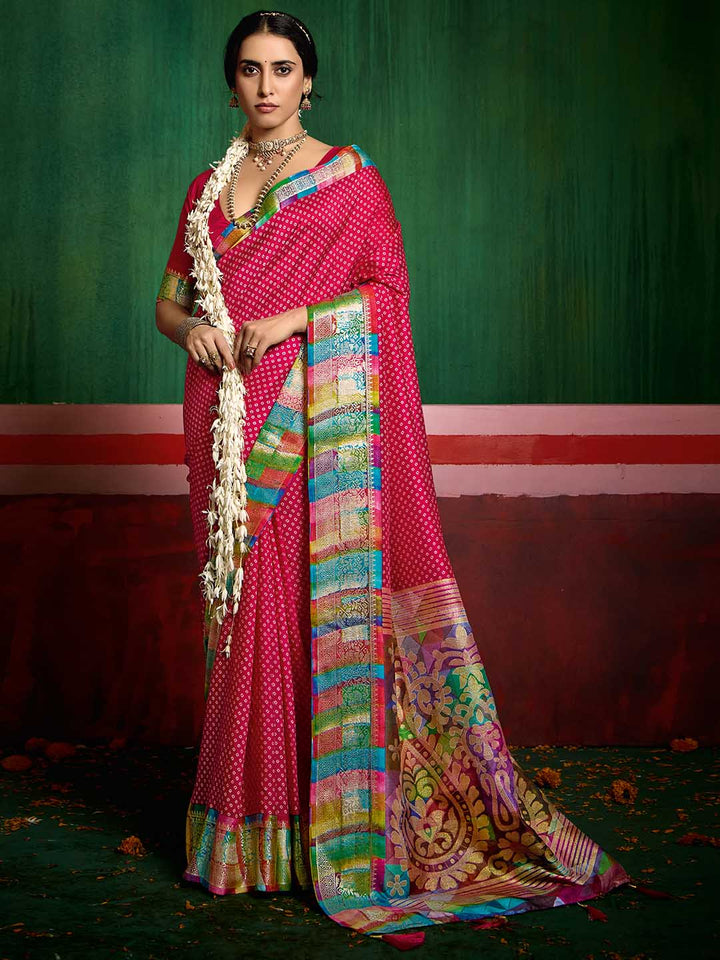 Bandhani Printed Art Silk Saree