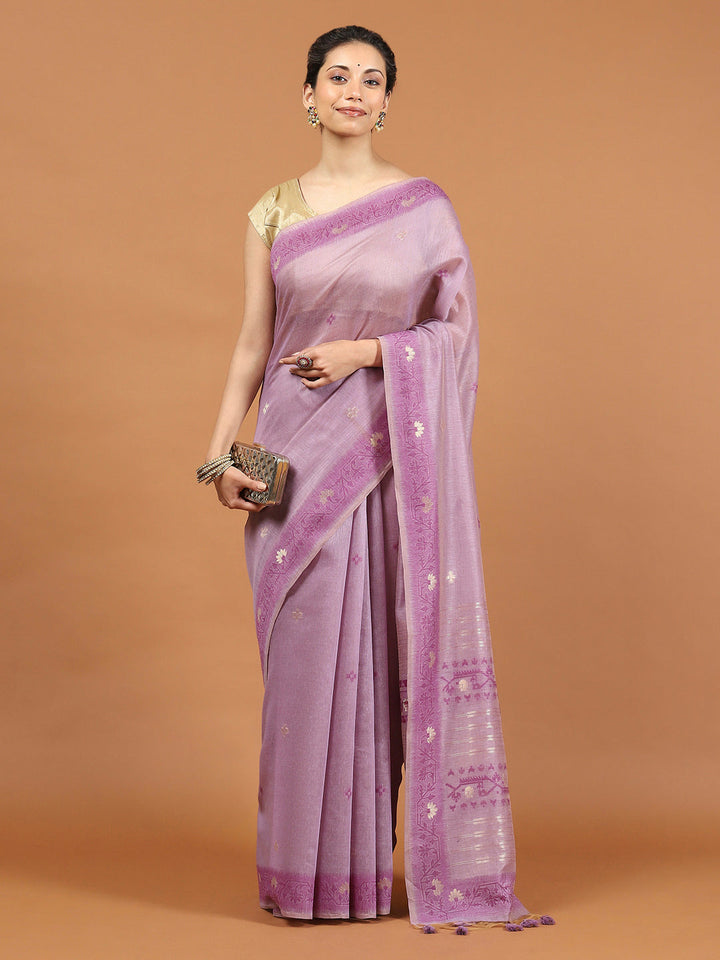 Woven Border Booti Art Silk Saree