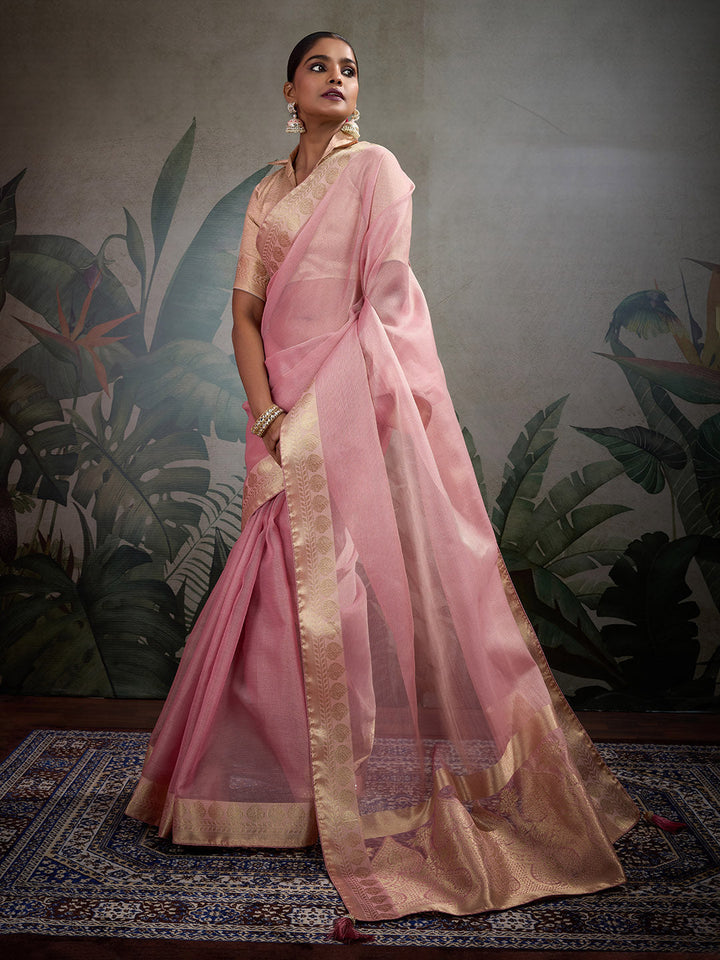 Woven Border Plain Art Silk Saree