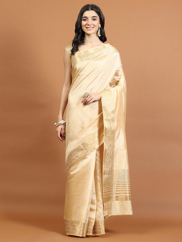 Zari Border Booti Art Silk Woven Saree