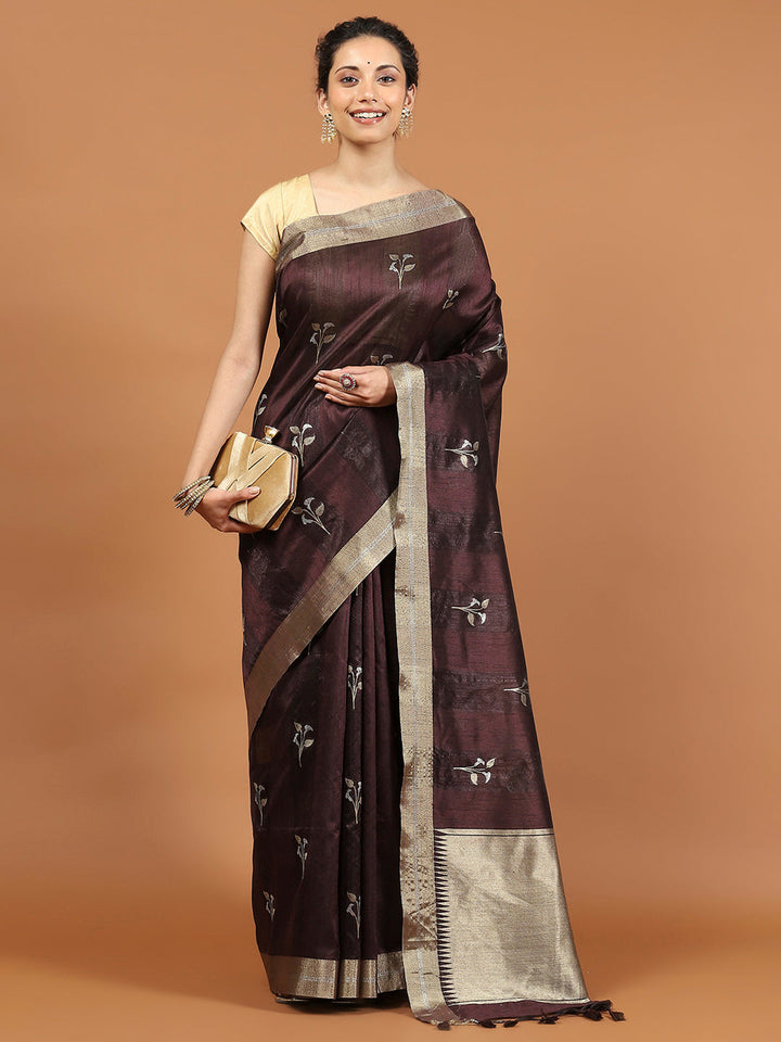 Woven Border Booti Art Silk Saree