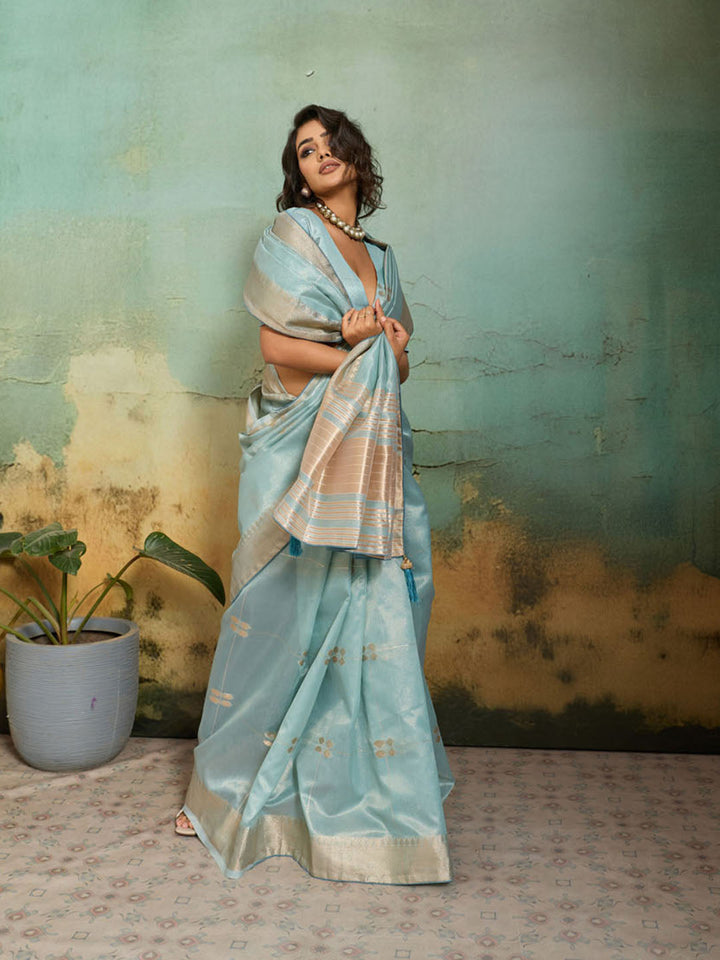 Woven Design Tissue Linen Saree