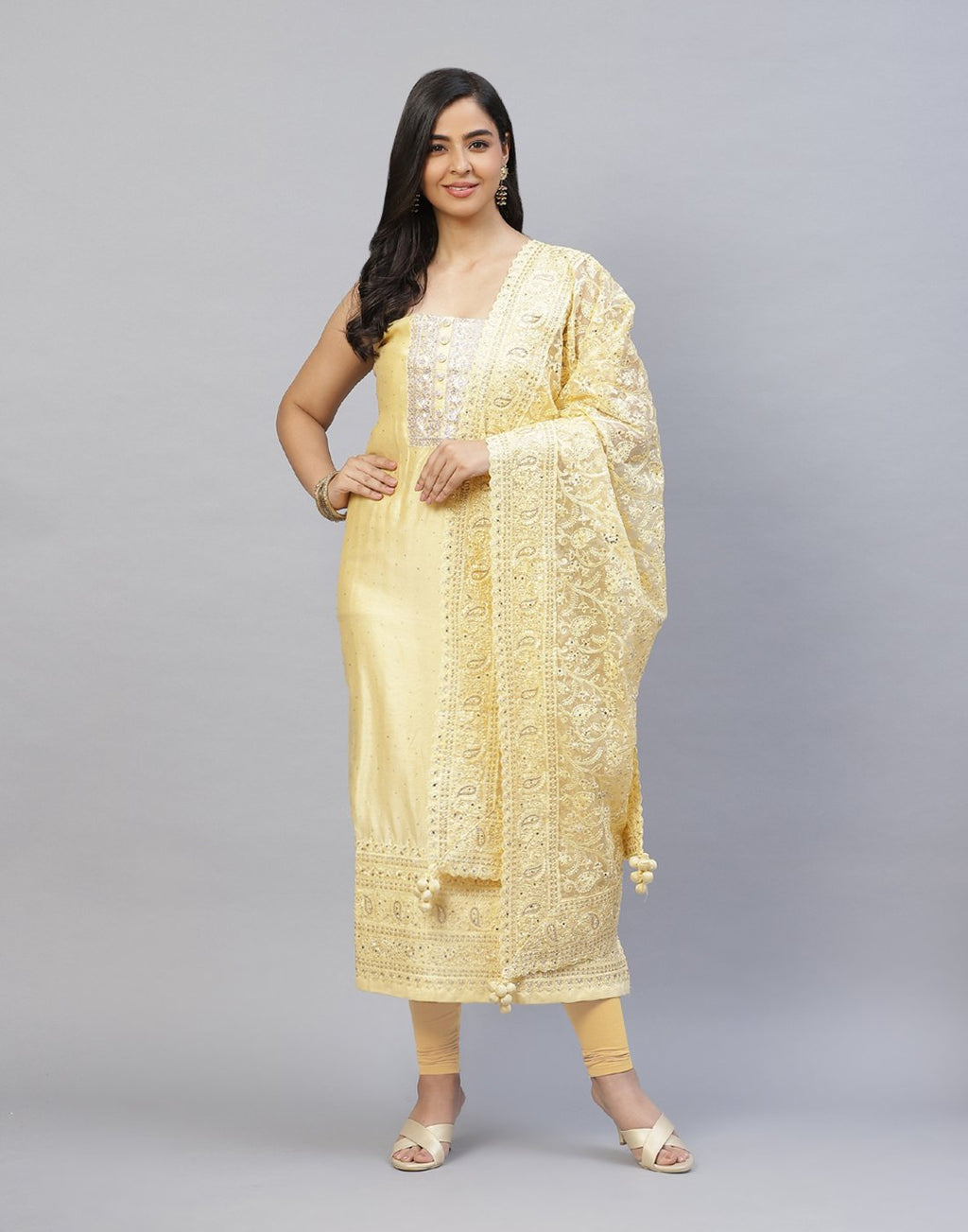 Embroidered Cotton Chanderi Suit Piece