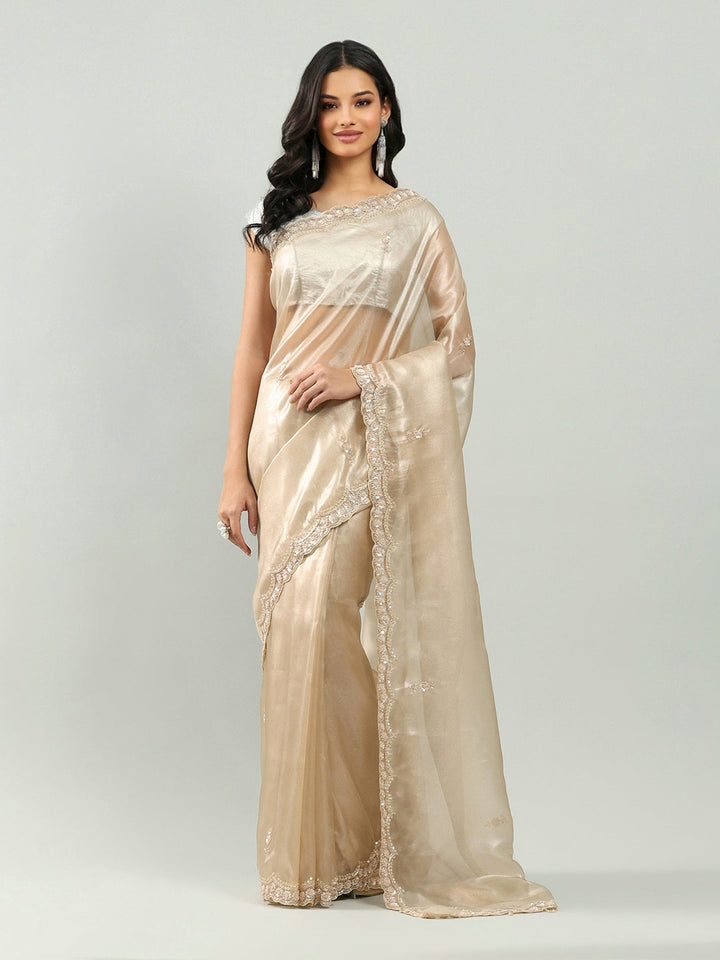Sequence Embroidery Tissue Saree