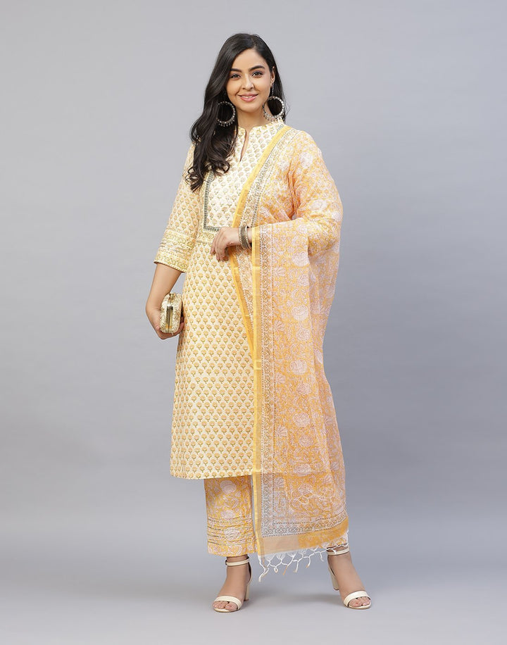 Printed Cotton salwar Kameez Stitched Suit With Kota Printed Dupatta