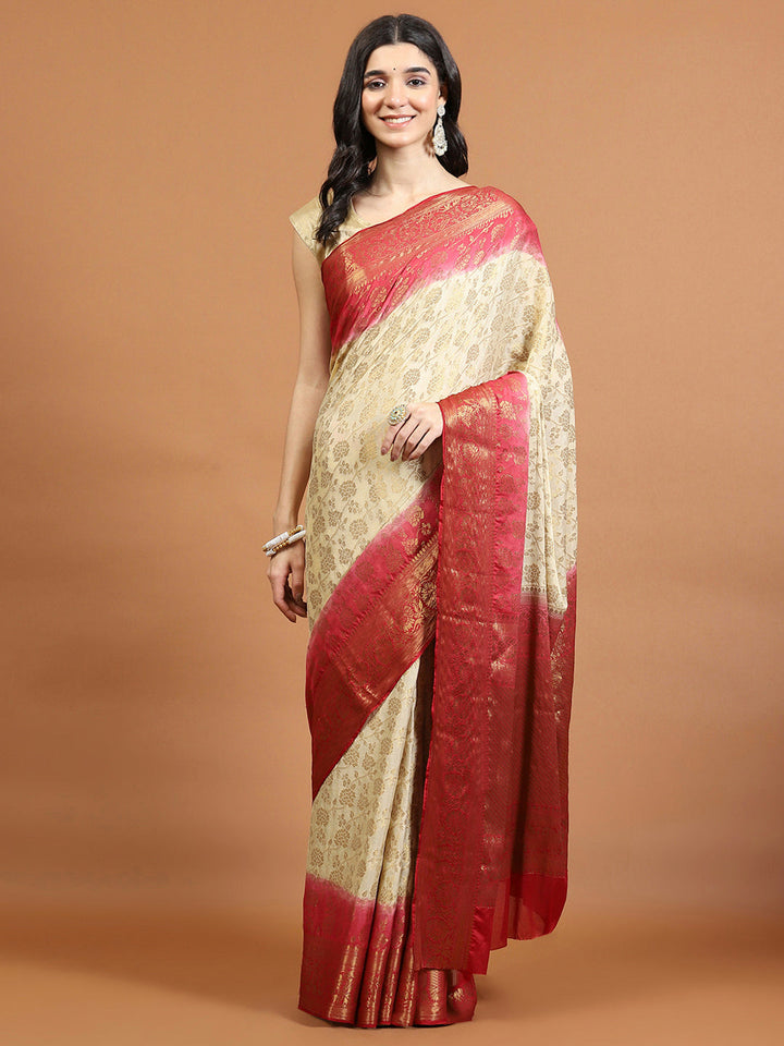 Zari Border Booti Art Chiffon Woven Saree