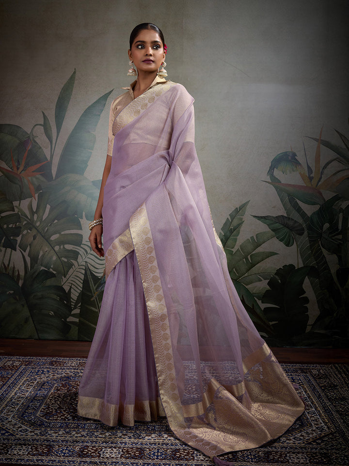 Woven Border Plain Art Silk Saree