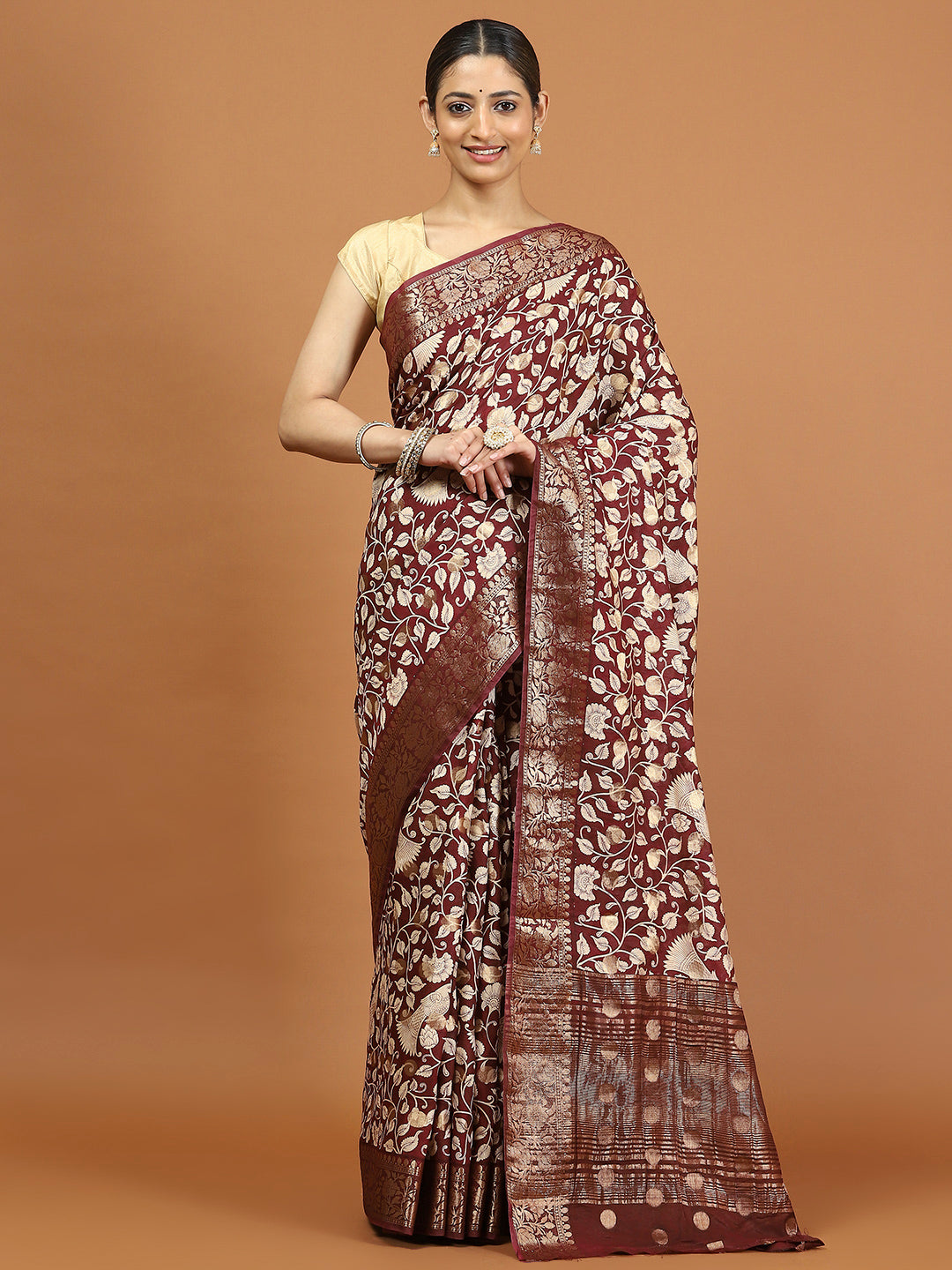 Patola Zari Border Printed Cotton Blend Woven Saree
