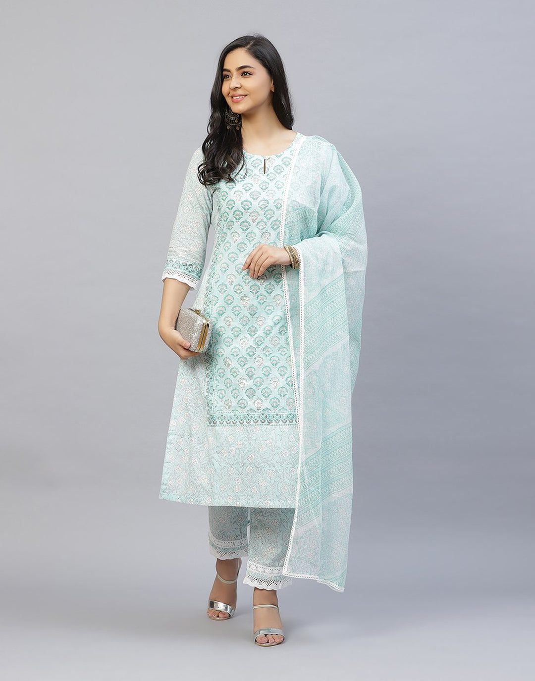 Printed Cotton salwar Kameez Stitched Suit With Kota Printed Dupatta