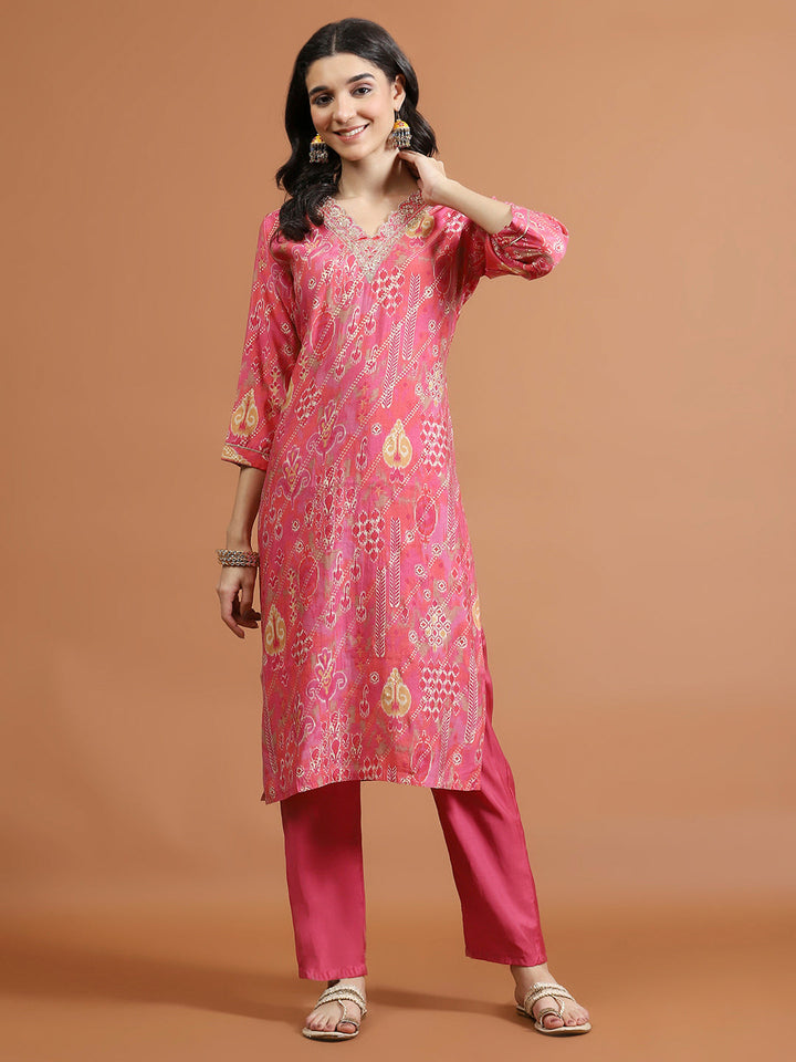 Printed Muslin Kurta With Pants