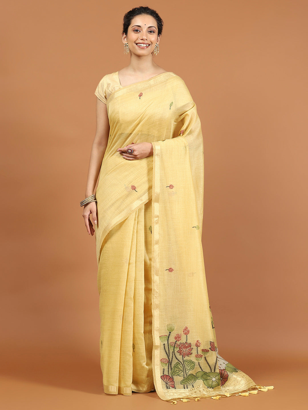 Woven Border Booti Art Silk Saree