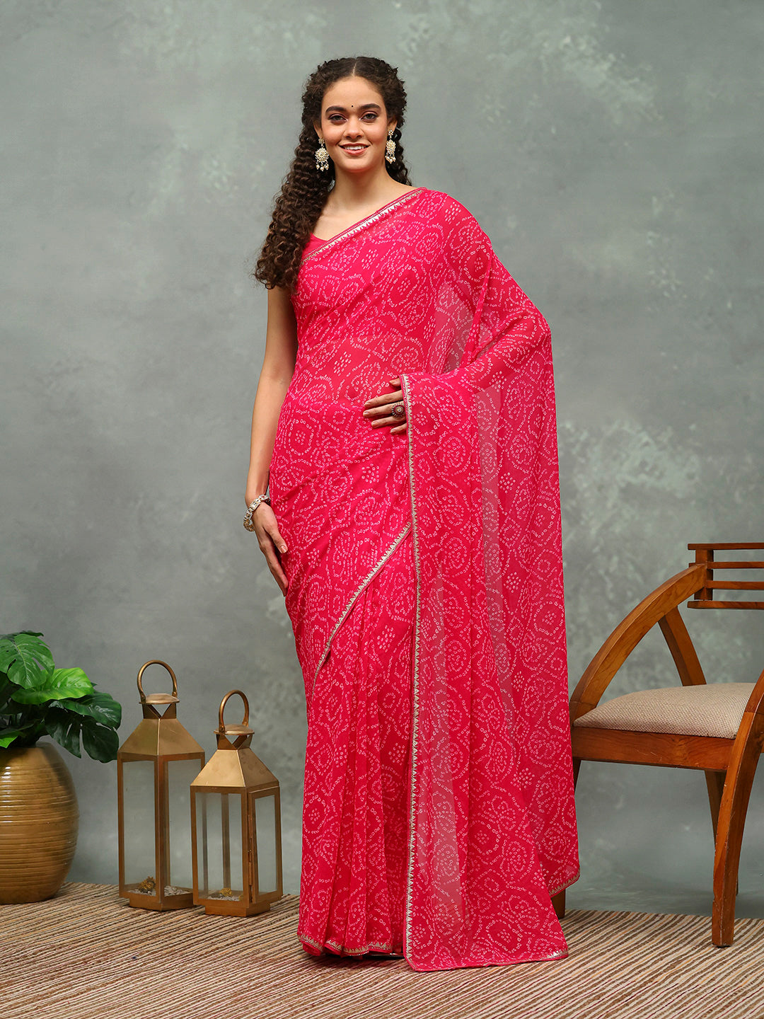 Bandhani Printed Georgette Saree