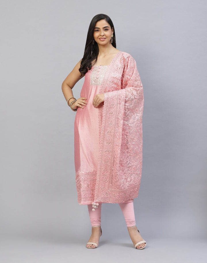Embroidered Cotton Chanderi Suit Piece