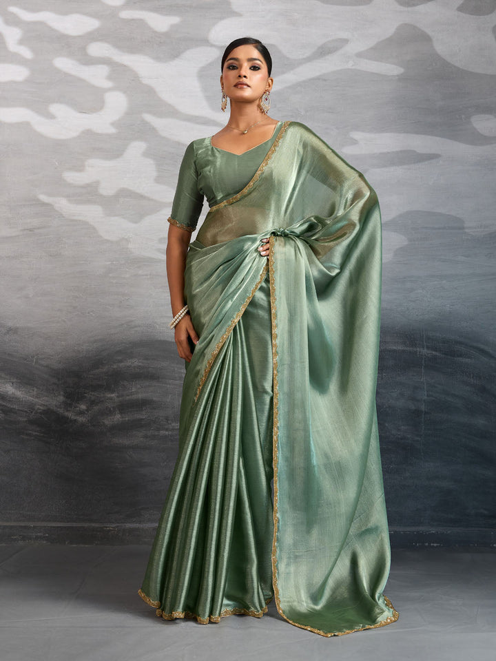 Embroidered Burberry Saree