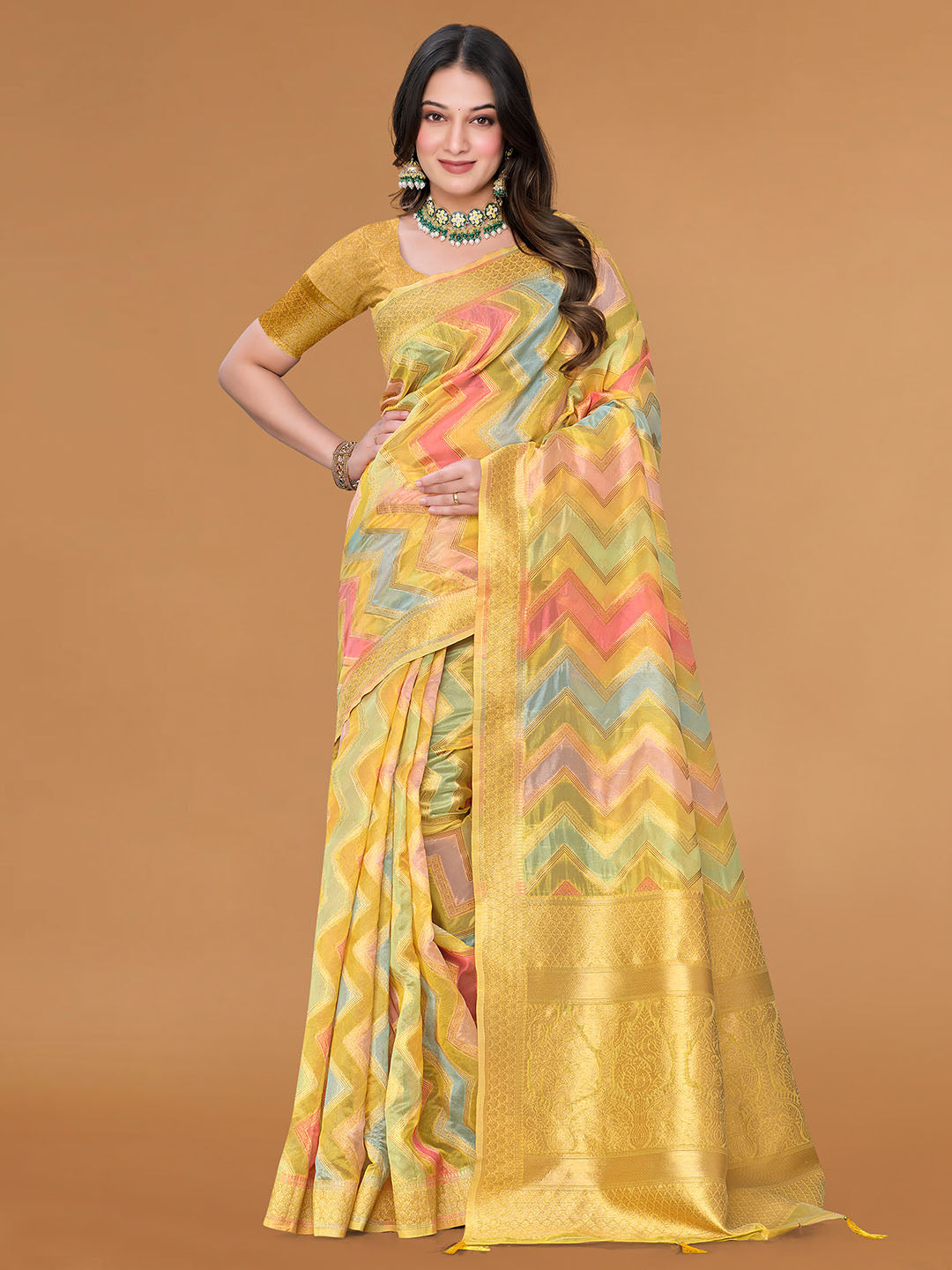 Zari Jaal Cotton Woven Saree