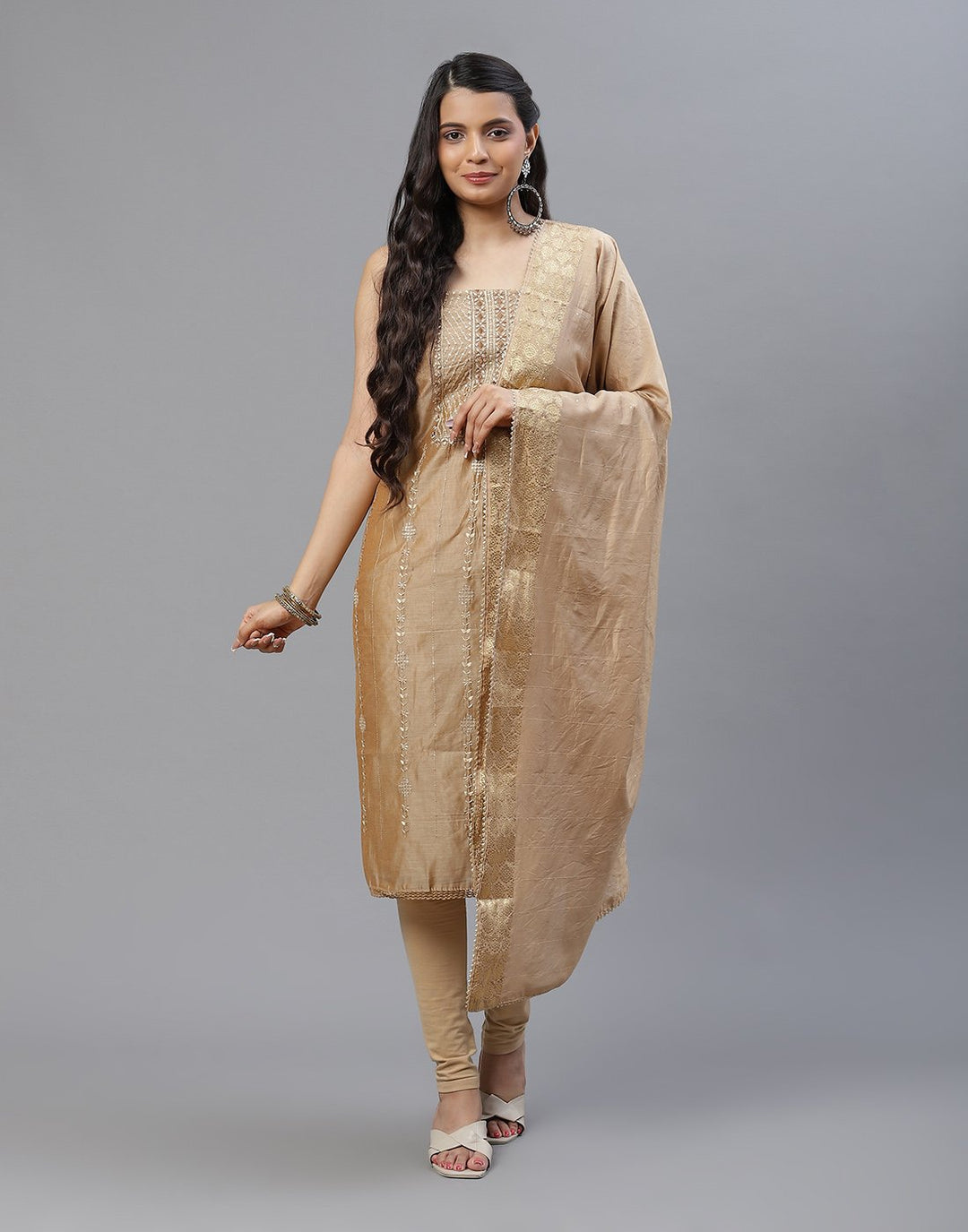 Chanderi Embroidered Suit piece