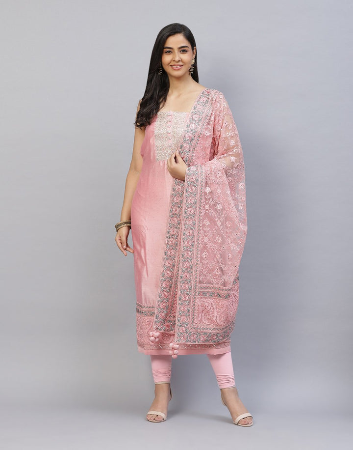 Embroidered Organza Kora Suit Piece