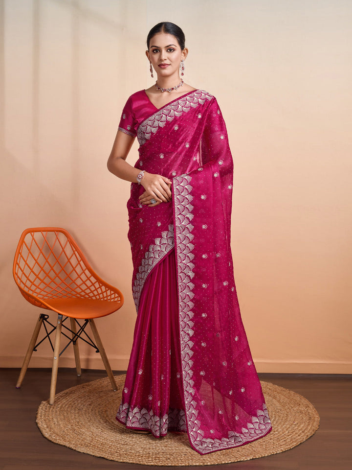 Embroidered Linen Blend Saree