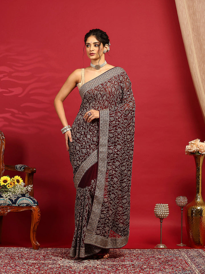 Embroidered Georgette Saree