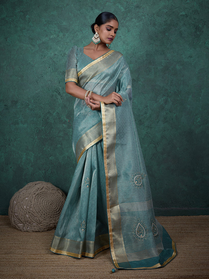 Woven Border Linen Saree