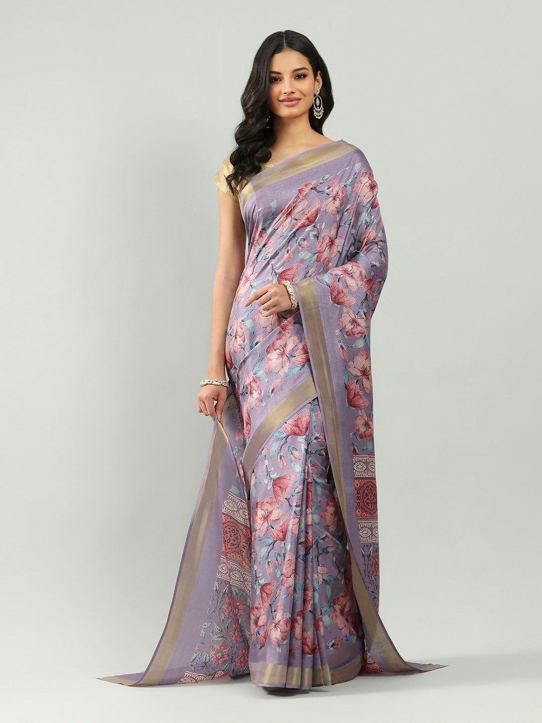 Floral Printed Art Silk Woven Saree