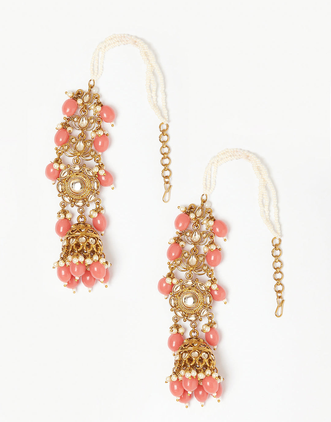 Elegant Gold with Pink Stone Earring