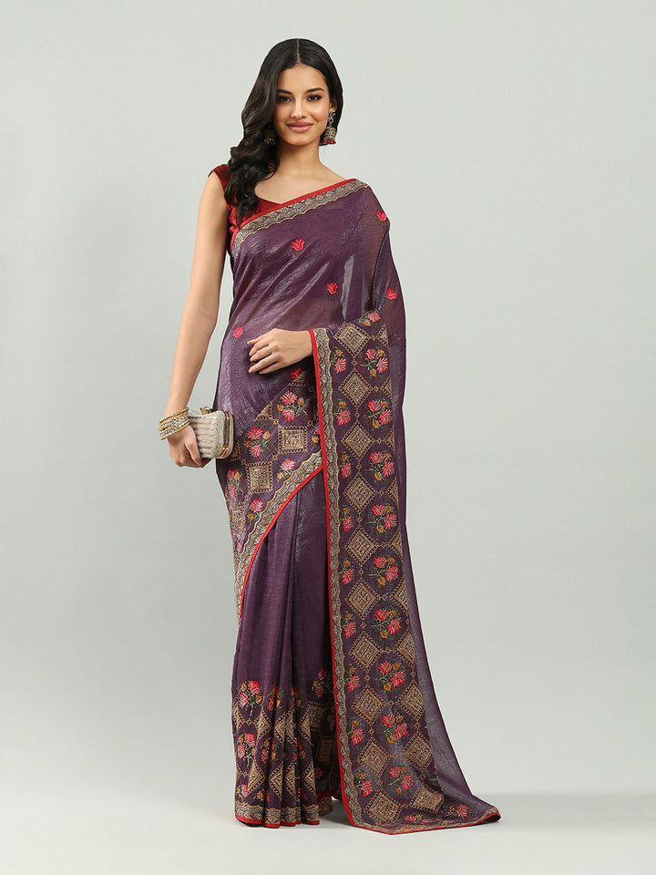 Embroidery Border Organza Saree