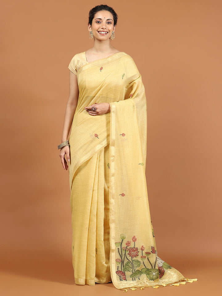 Woven Border Booti Art Silk Saree