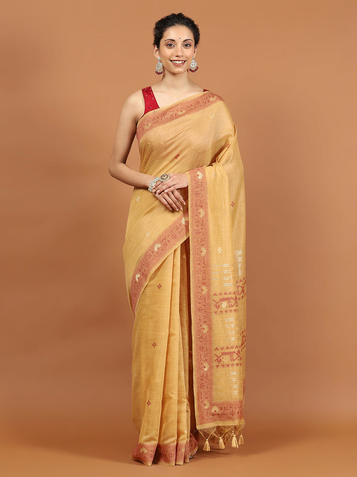 Woven Border Booti Art Silk Saree
