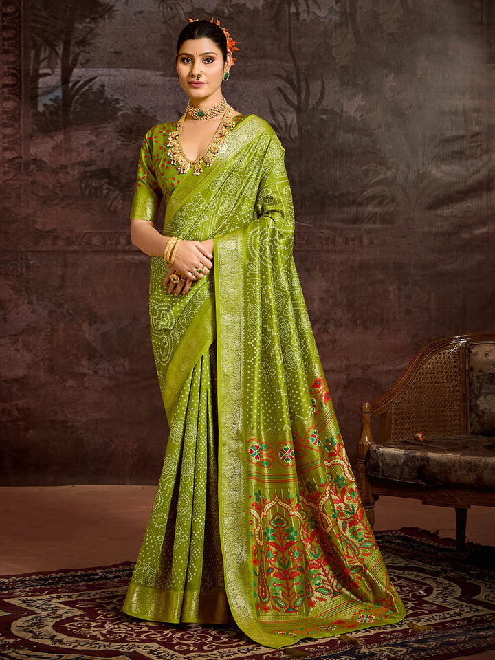 Bandhani Printed Art Silk Saree