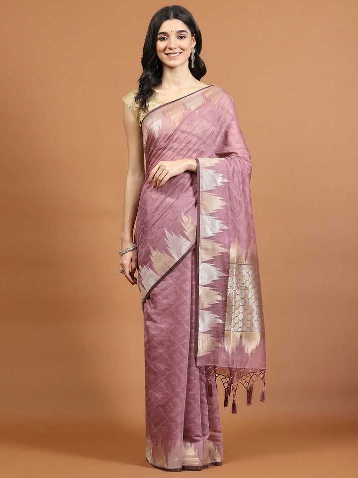 Zari Border Booti Art Silk Woven Saree