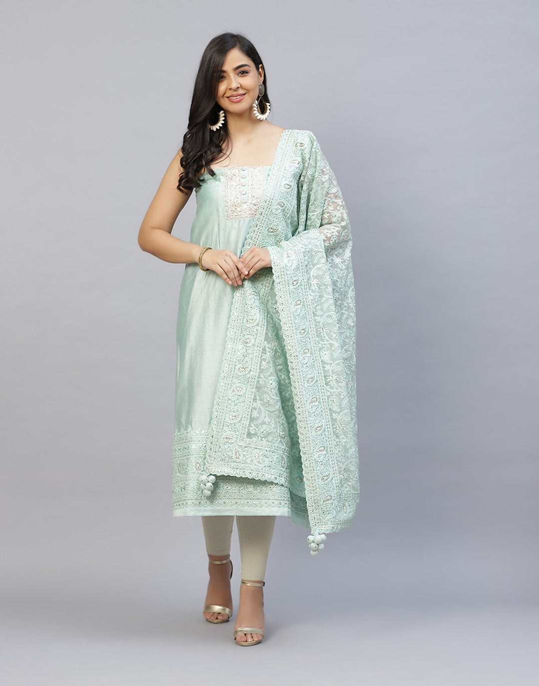Embroidered Cotton Chanderi Suit Piece