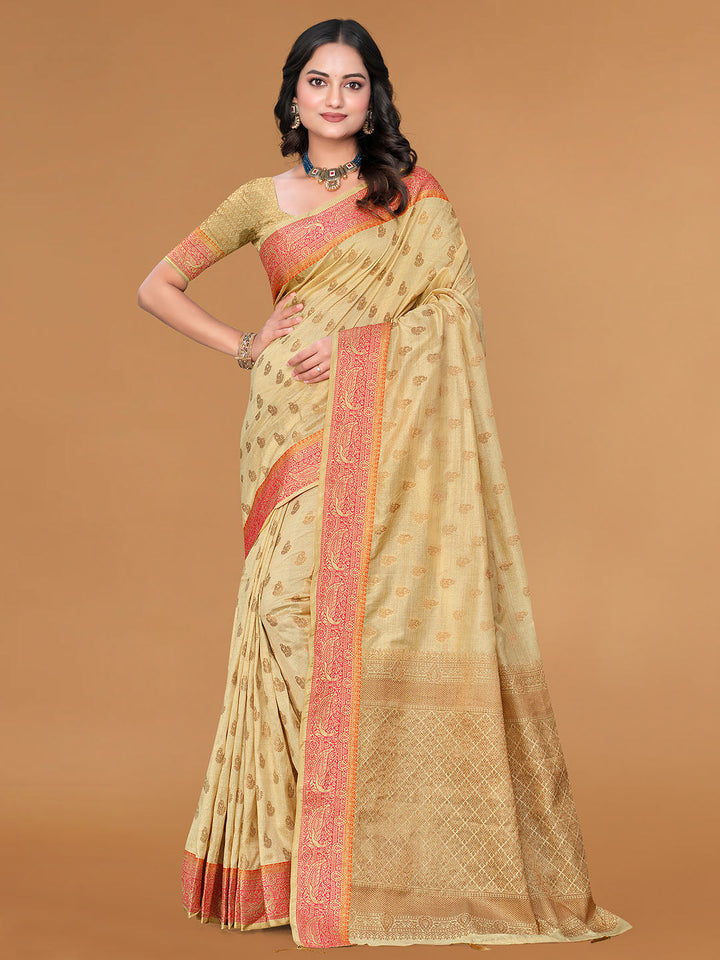 Zari Jaal Cotton Woven Saree
