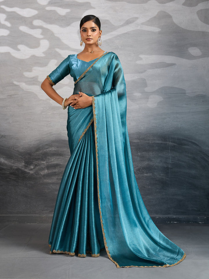 Embroidered Burberry Saree