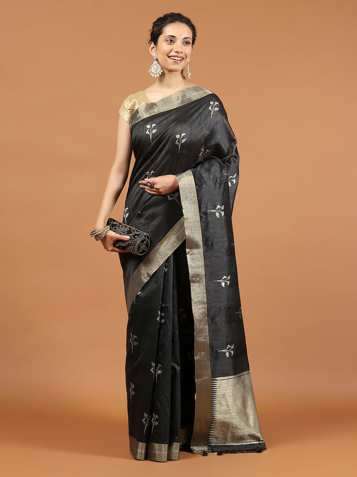 Woven Border Booti Art Silk Saree