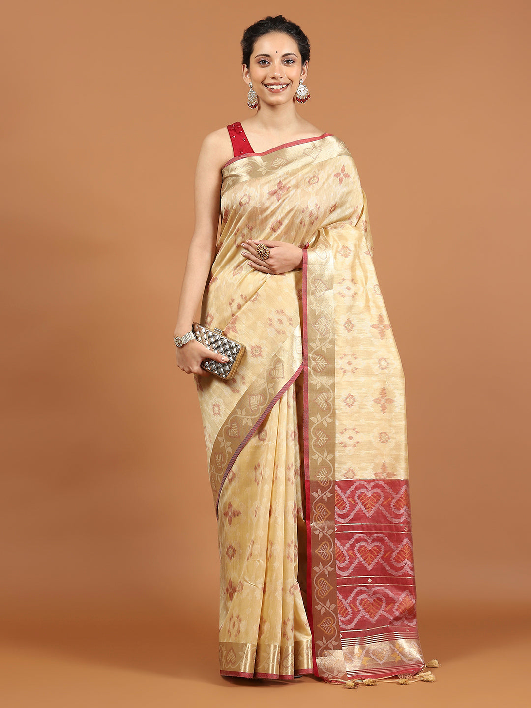 Woven Border Booti Art Silk Saree