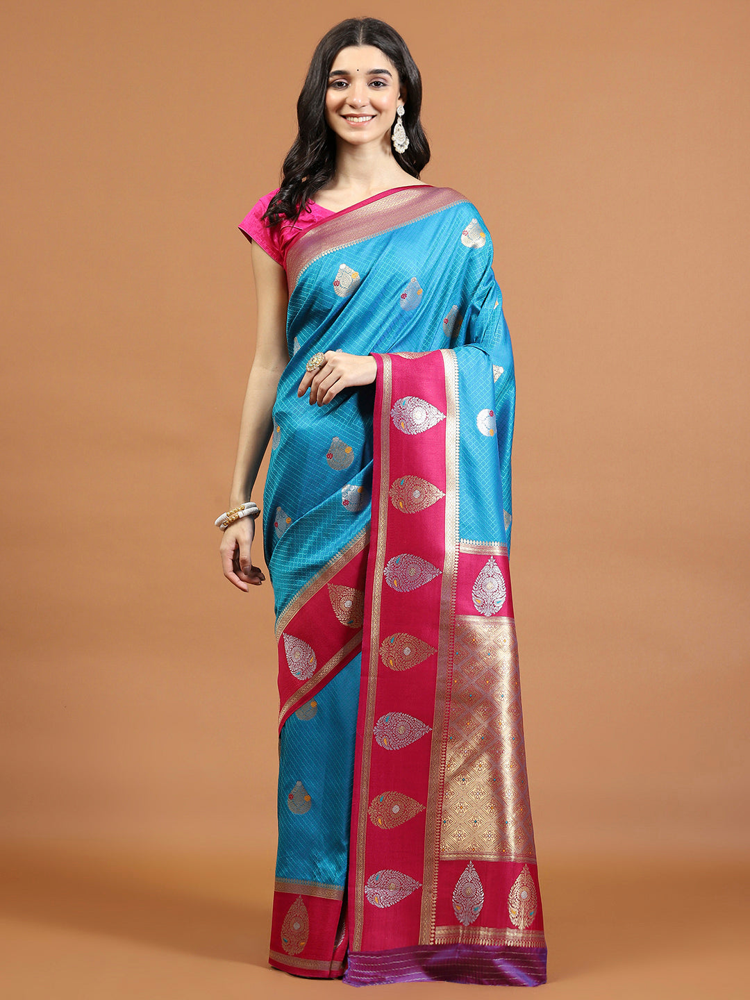 Zari Jaal Woven Art Silk Saree