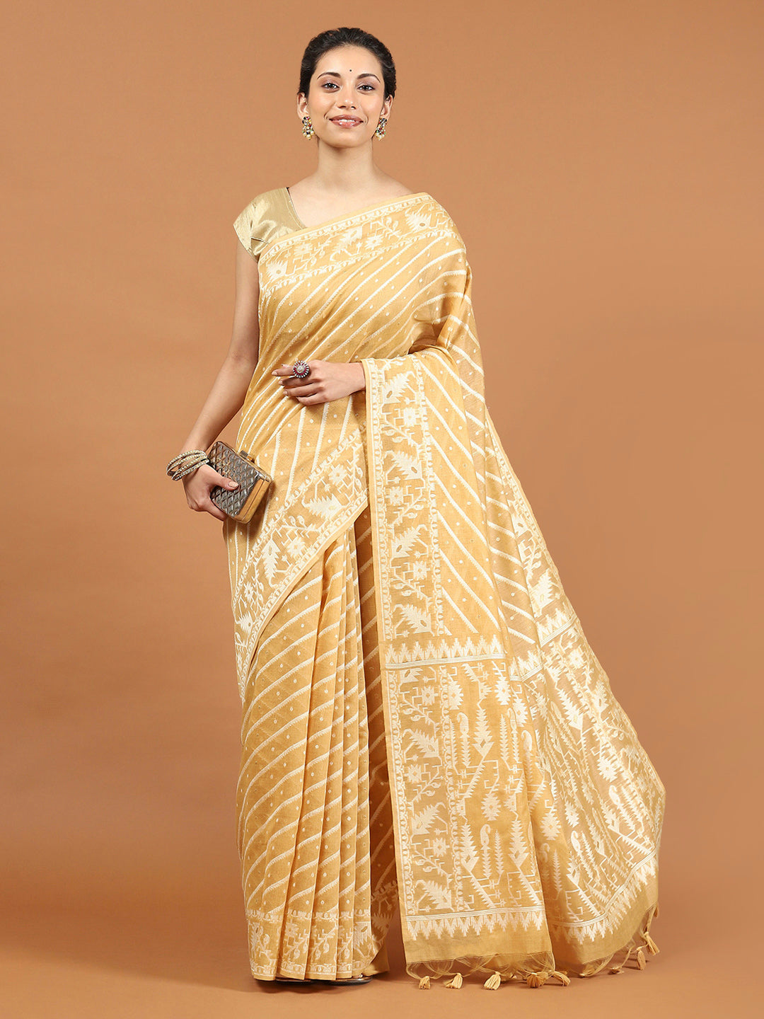 Woven Border Booti Art Silk Saree