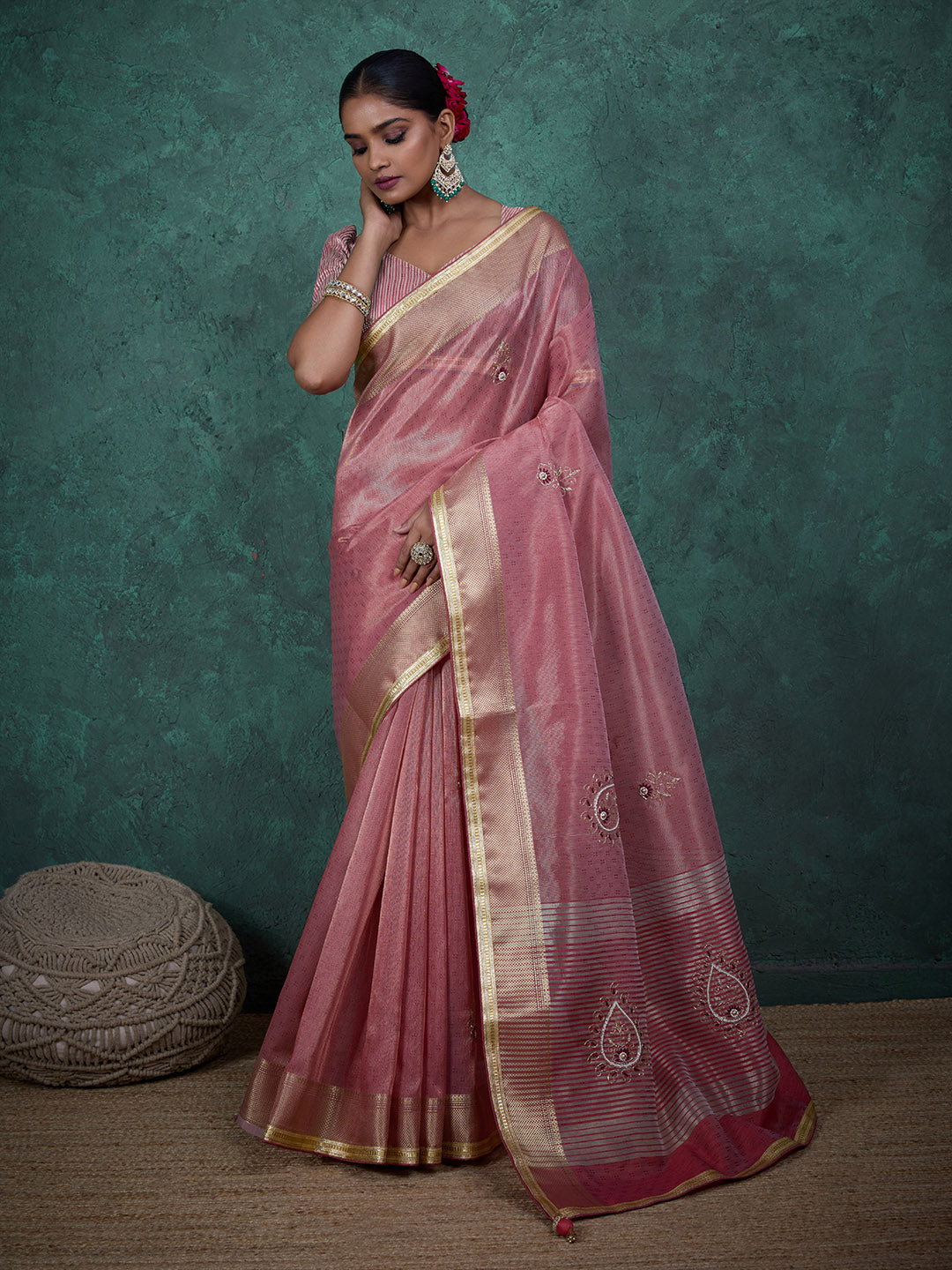Woven Border Linen Saree