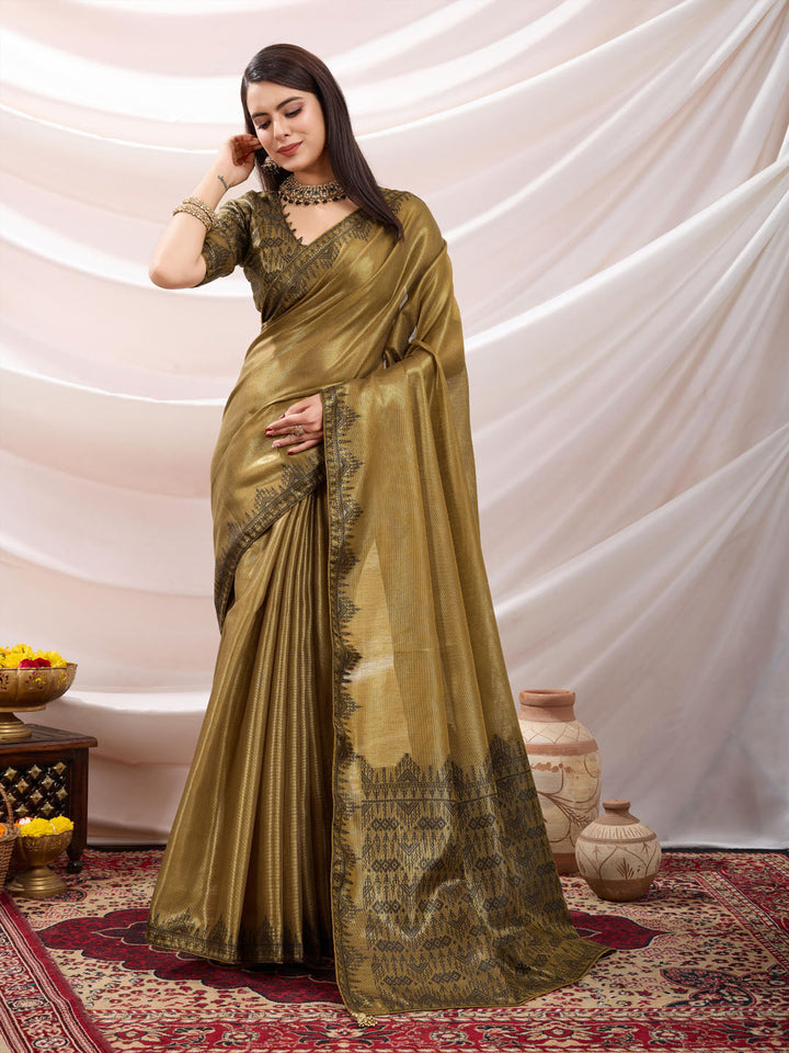Woven Design Cotton Linen Saree