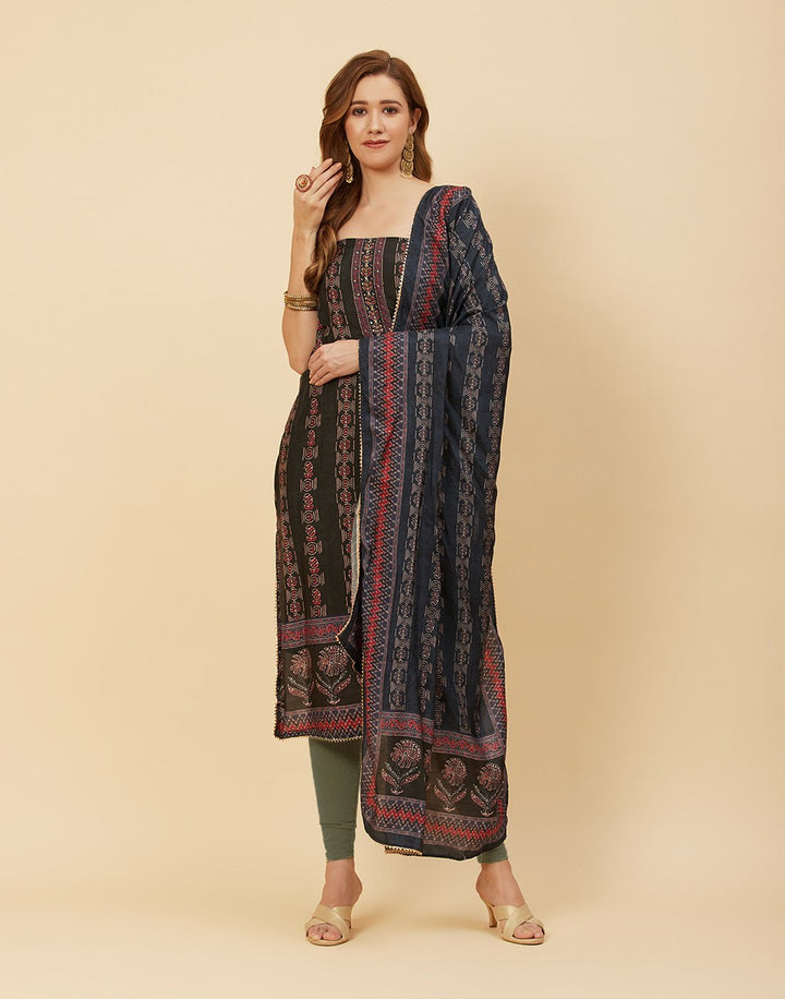 Printed Art Handloom Dupion Suit Piece